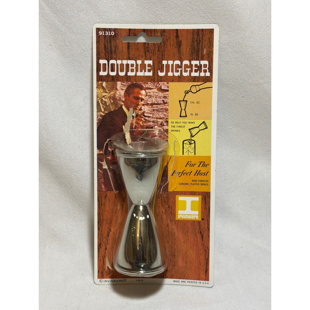 VTG Irvinware Double Jigger 91310 Chrome Plated Brass Barware Made in USA 1968